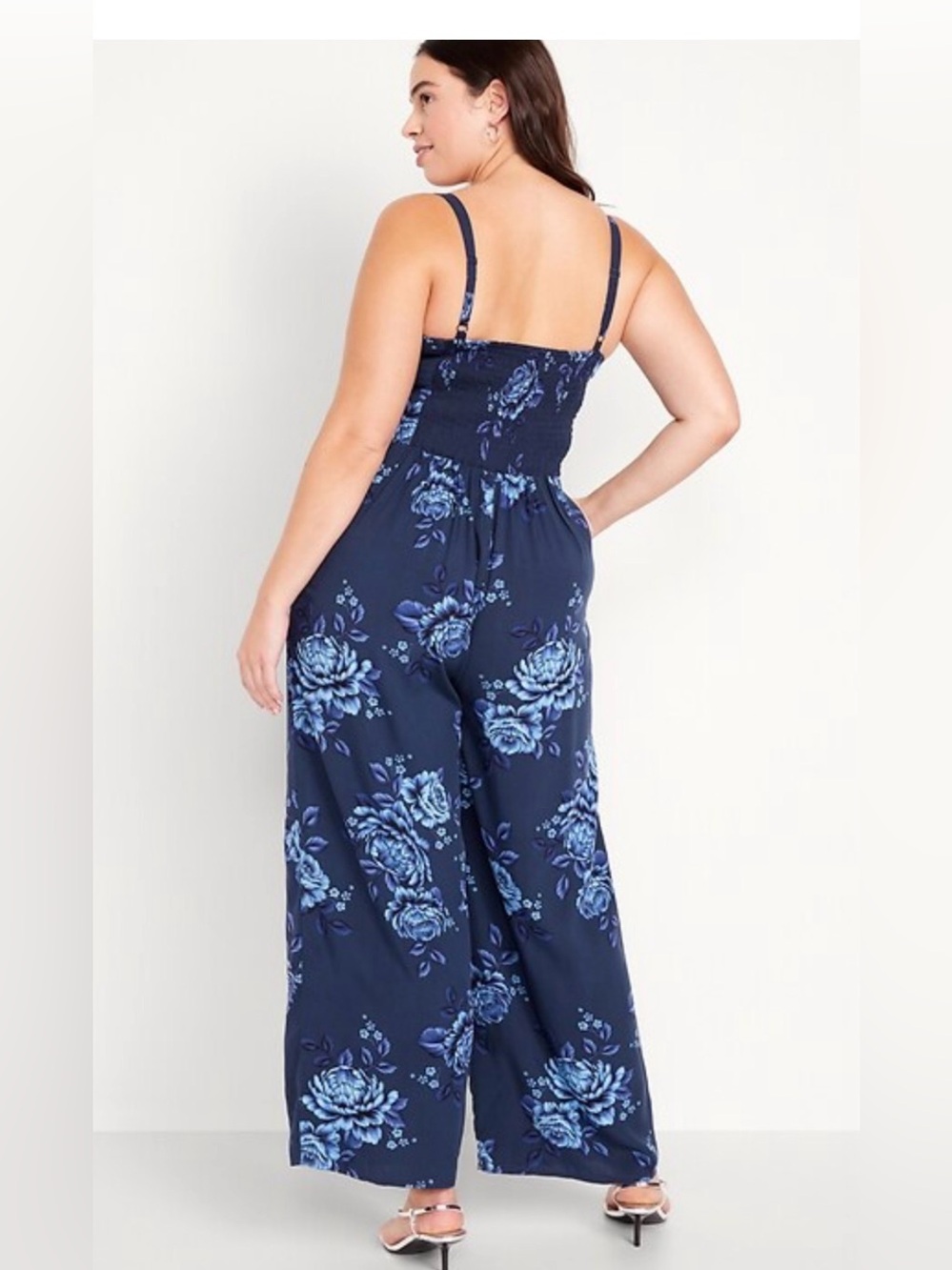 Old Navy Navy & Light Blue Floral Wide-Leg Jumpsuit XXL